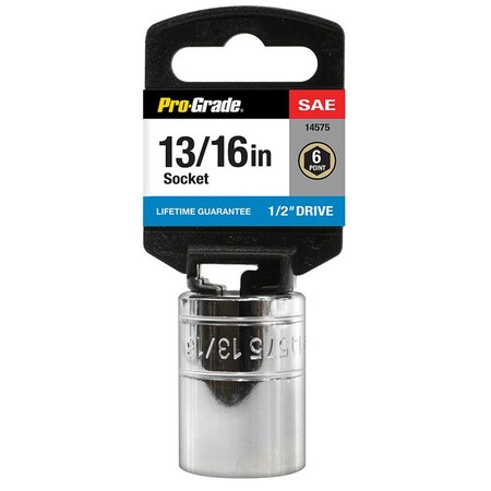 Pro-Grade Tools 1/2" Dr. 6 Pt. 13/16" Chrome Socket 14575